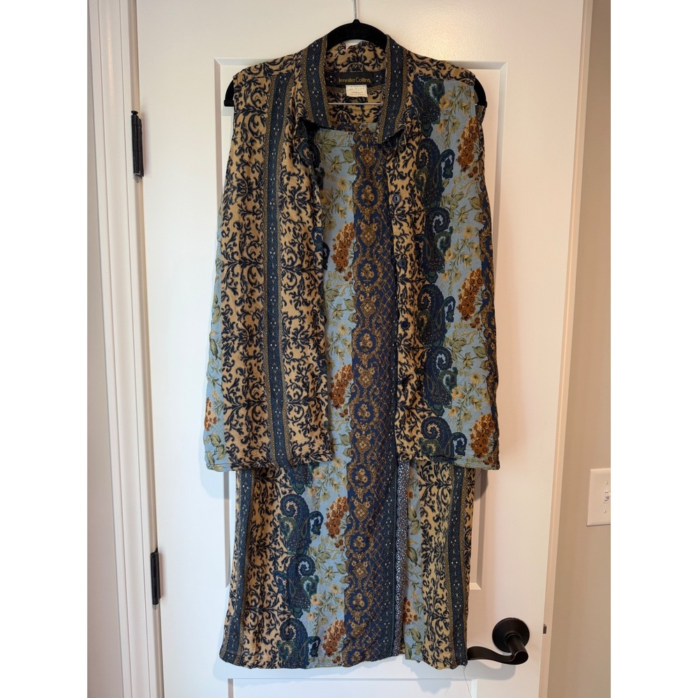 Vintage Jennifer Collins 2 Piece Rayon Skirt Set Artsy Boho - Picture 2 of 7